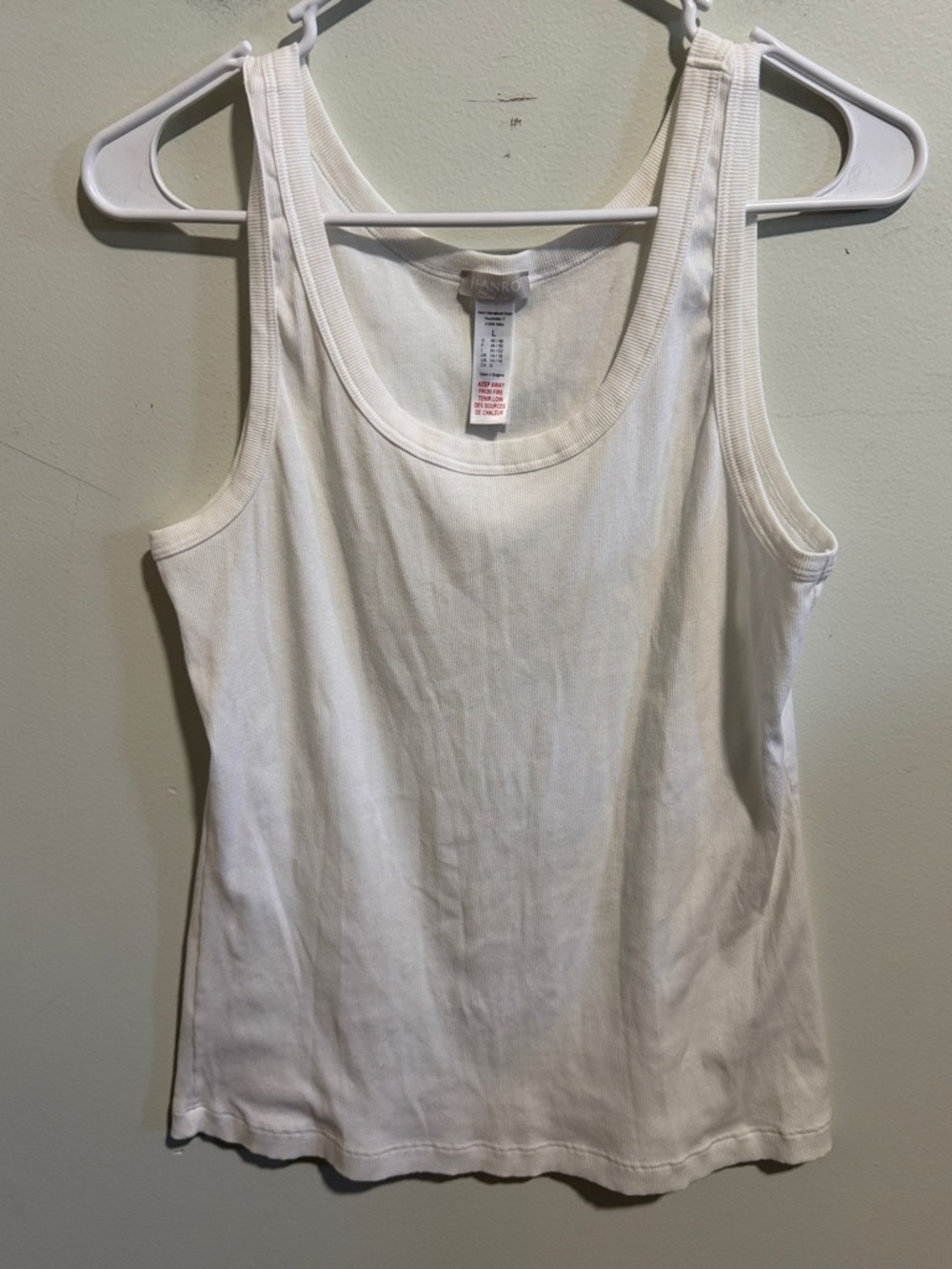 HANRO Ribbed Cotton Tank Top Size Large